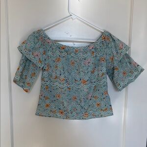 Anthropologie Laia Ashtabula Floral Eyelet Off Shoulder Too